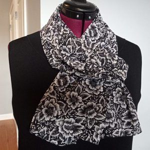 Floral Black and White Scarf